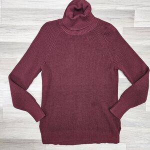 J. Crew Womens Maroon Waffle Turtleneck Sweater Medium